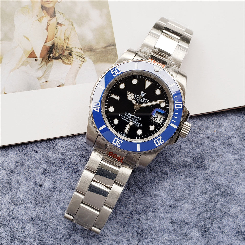 Sports Watch Steel 41mm Date (Blue and Black) - Luxury Watch