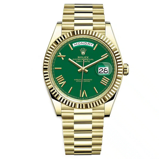 Day Week 40 Yellow Gold Green Gradient Fade Dial