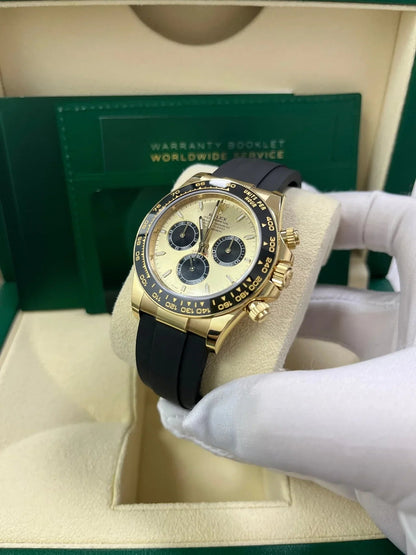 Race Watch Yellow Gold Rubber Champagne Dial