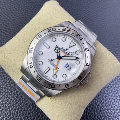 40mm Stainless Steel Three-Link Bracelet white Dial- Luxury Watch
