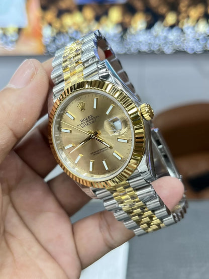 41mm Yellow Gold and Steel Multi-Link (Champagne Dial) - Luxury Watch
