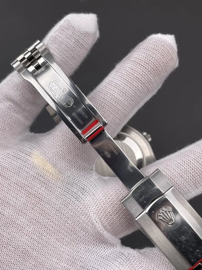 41mm Stainless Multi-Link Steel Black Stick Dial - Luxury Watch