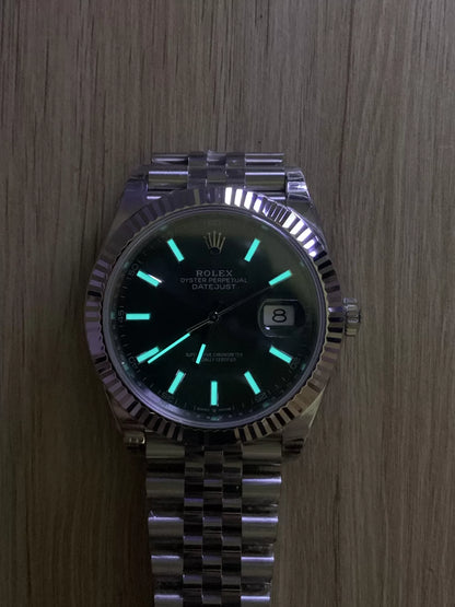 41mm Stainless Steel Multi-Link Green - Luxury Watch