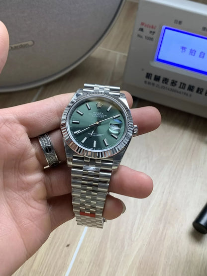 41mm Stainless Steel Multi-Link Green - Luxury Watch