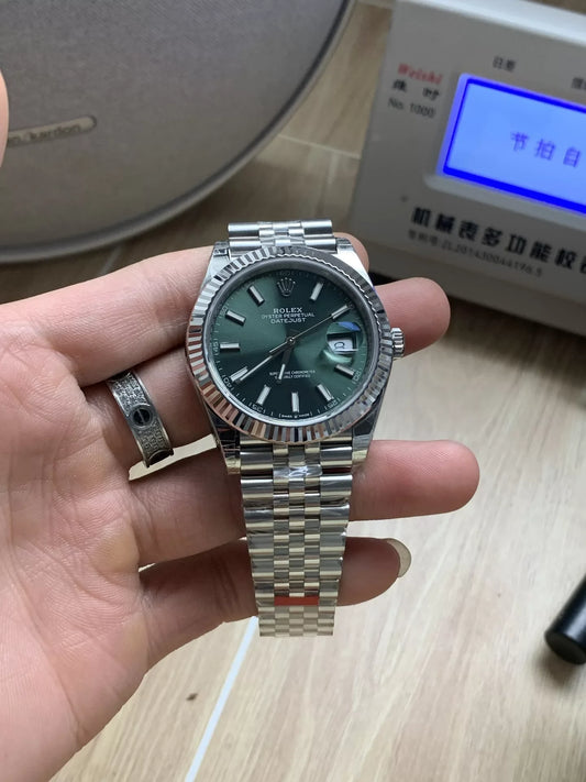41mm Stainless Steel Multi-Link Green - Luxury Watch