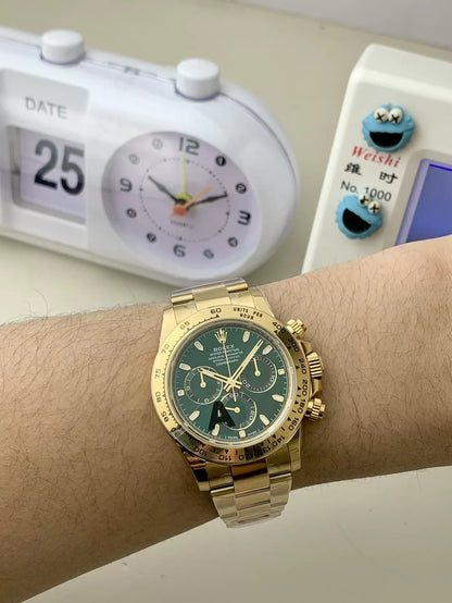 Race Watch Yellow Gold Green Dial - Luxury Watch