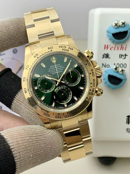 Race Watch Yellow Gold Green Dial - Luxury Watch