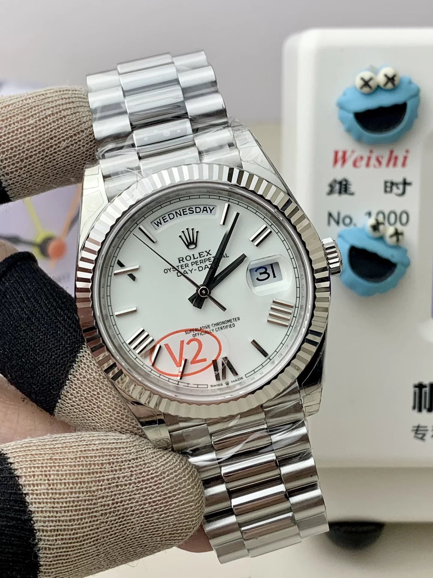 Day Week 40 Stainless Steel White Dial - Luxury Watch