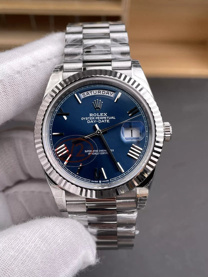 Stainless Steel Day Week Dark Blue Dial 40 - Luxury Watch
