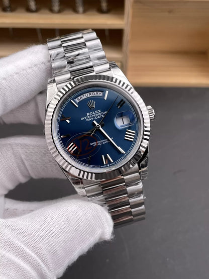 Stainless Steel Day Week Dark Blue Dial 40 - Luxury Watch