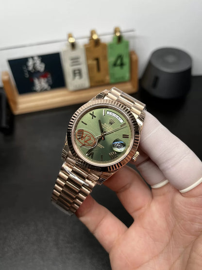 Everose Gold Day Week 40 Green - Luxury Watch