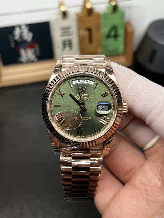 Everose Gold Day Week 40 Green - Luxury Watch