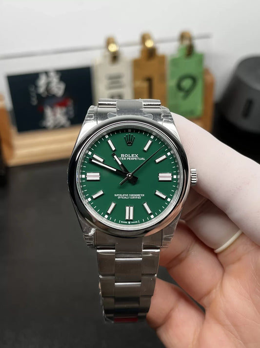41mm Stainless Steel Three-Link Bracelet Green Dial- Luxury Watch