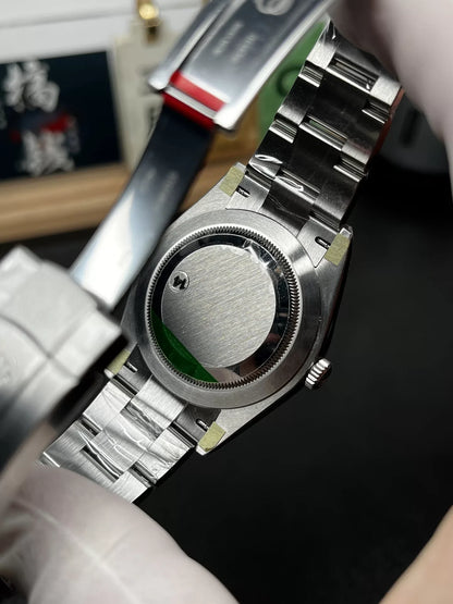 41mm Stainless Steel Three-Link Bracelet Green Dial- Luxury Watch
