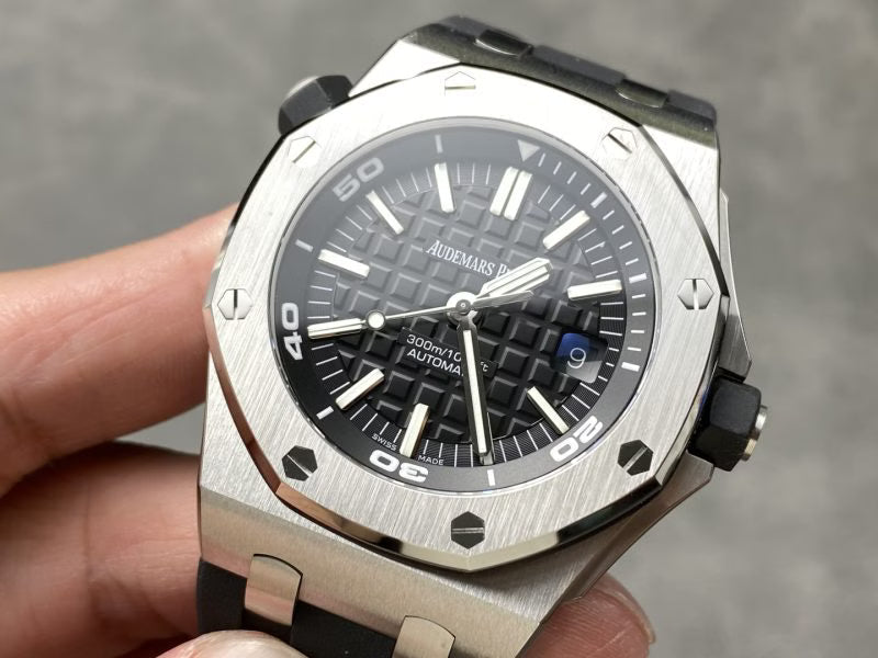 Stainless Steel 41mm Black Strap Black Dial