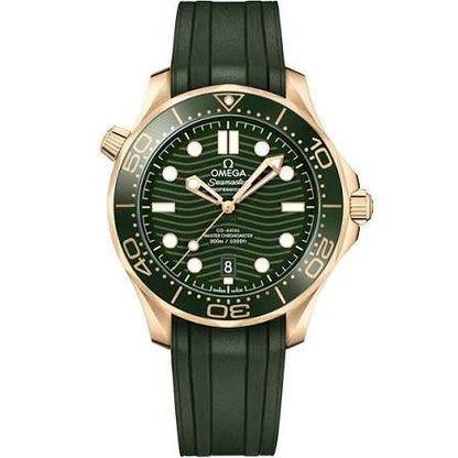 Diver Watch Yellow Gold Green Dial Green Strap - Luxury Watch