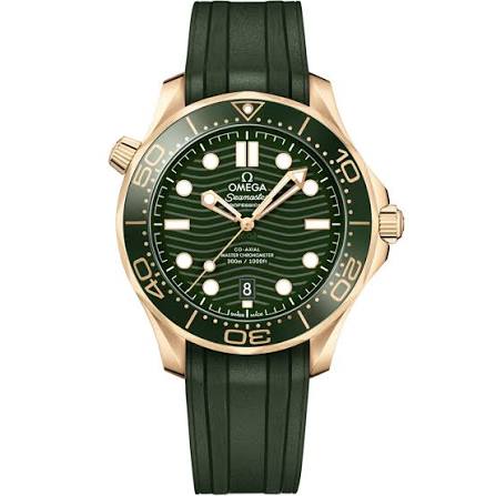 Diver Watch Yellow Gold Green Dial Green Strap - Luxury Watch