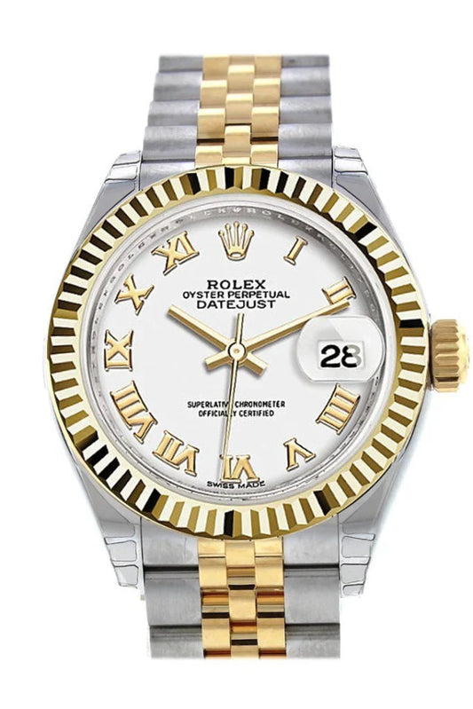 Womens Watches 28mm Two Tone Stainless Steel Silver Dial
