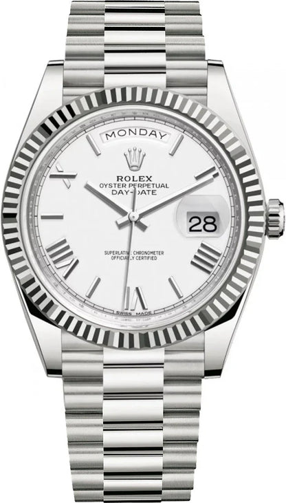 Day Week 40 Stainless Steel White Dial - Luxury Watch