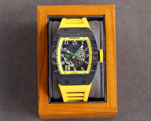 Carbon Sports Watch Rubber Yellow and Black Dial- Luxury Watch
