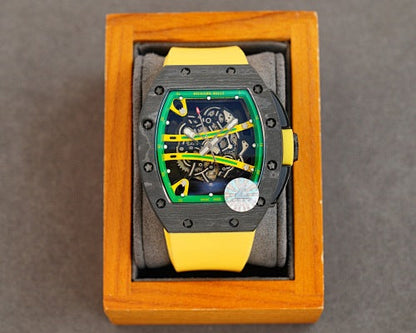 Carbon Sports Watch Yellow Rubber Green and Yellow Dial- Luxury Watch