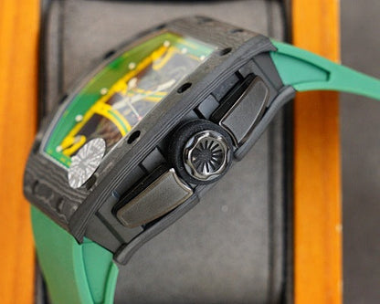 Carbon Sports Watch Green Rubber Green and Yellow Dial- Luxury Watch