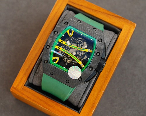 Carbon Sports Watch Green Rubber Green and Yellow Dial- Luxury Watch