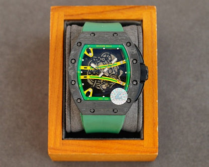 Carbon Sports Watch Green Rubber Green and Yellow Dial- Luxury Watch