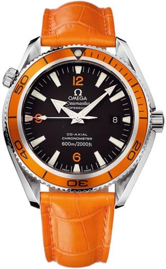 Diver Watch Orange Leather Strap Black Dial