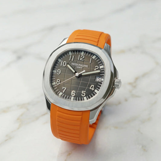 Stainless Steel 41mm Orange Rubber Black Dial
