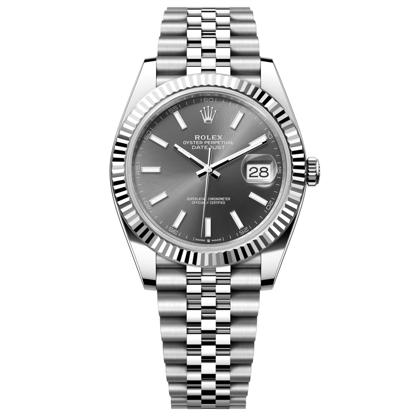 41mm Stainless Steel Three-Link Bracelet black Gray Dial- Luxury Watch