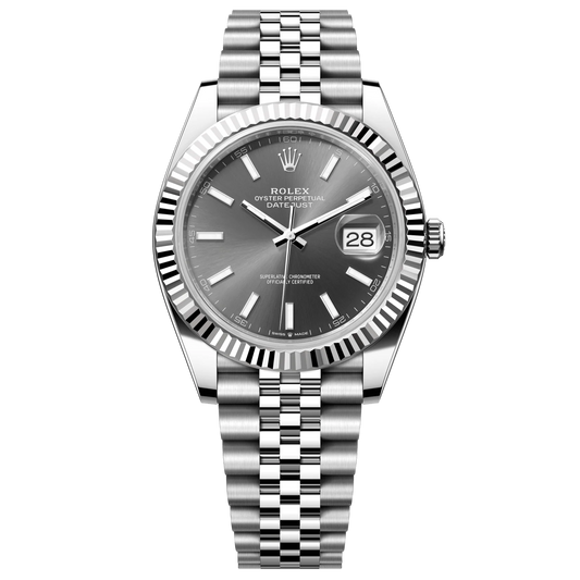 41mm Stainless Steel Three-Link Bracelet black Gray Dial- Luxury Watch