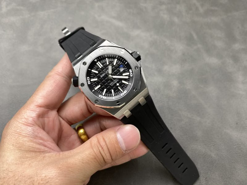 Stainless Steel 41mm Black Strap Black Dial